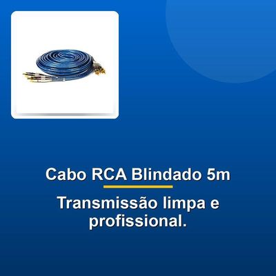 Cabo Rca 2x2 Nwt Profissional Blindado Azul 5m
