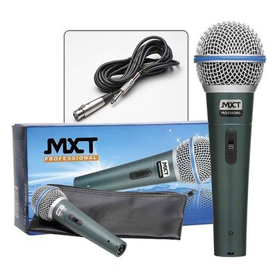 Microfone Mxt Dinâmico Pro Bt-58a Metal 4.5m