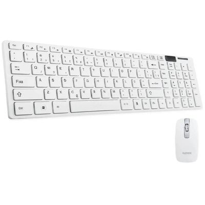 Kit Teclado E Mouse Sem Fio Wifi Usb 1600dpi 2.4ghz Slim Pc Branco