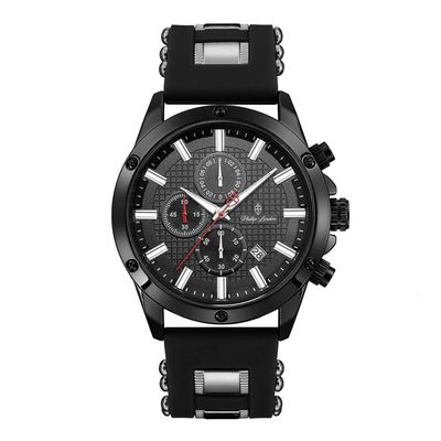 Relógio Phillip London Masculino Ref:Pl80069612m Pr N Cronógrafo Black