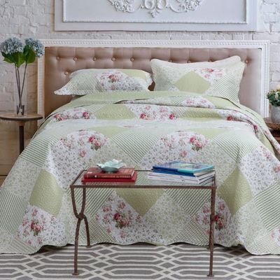 Kit Cobre Leito Colcha Casa Scarpa Mix Queen Estampado Dupla Face Floral 3 Peças - Naiara