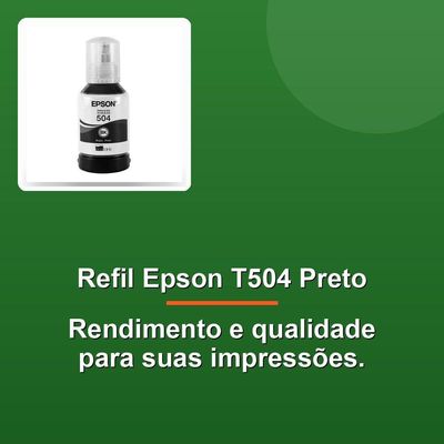 Refil Tinta Epson T504 Preto