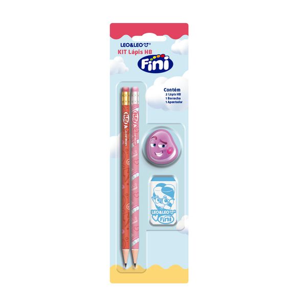 Kit Lapis Grafite HB Fini Com 2 Lapis, 1 Borracha e 1 Apontador Leonora