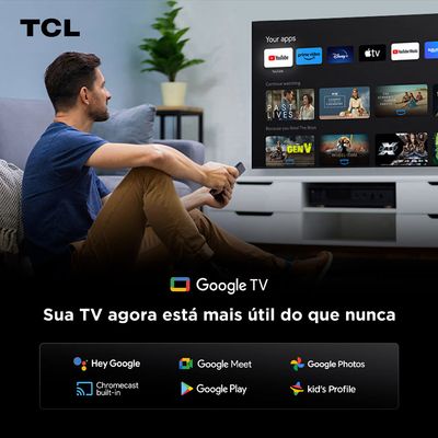 Smart TV 85 Polegadas 4K 85C8K QD-Mini LED 144Hz Google TV Zero Border TCL Cinza / Bivolt