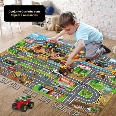 Tapete Infantil Interativo Antiderrapante Pista De Carrinho