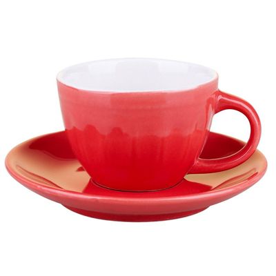 Conjunto 6 Xícaras 80ml com Pires Cazza Vermelho Vermelho