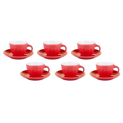 Conjunto 6 Xícaras 80ml com Pires Cazza Vermelho Vermelho