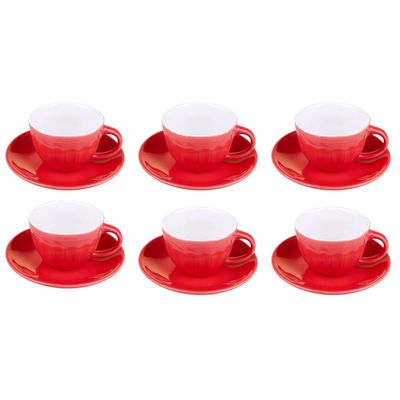 Conjunto 6 Xícaras 80ml com Pires Cazza Vermelho Vermelho