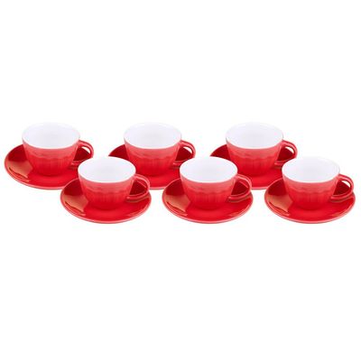 Conjunto 6 Xícaras 80ml com Pires Cazza Vermelho Vermelho