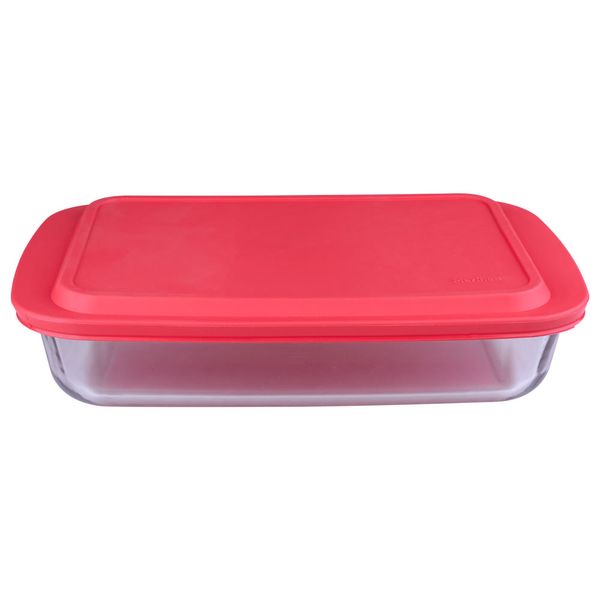 Assadeira Retangular para Lasanha Marinex em Vidro com Tampa 3,7l - 1 Peça