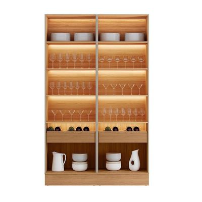 Cristaleira Allure Linea 4 Portas Com Rodapé E Led 100% Mdf Jequitiba/gris Fosco