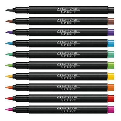 Caneta Hidrográfica Supersoft Brush 150710soft 10 Cores - Faber Castell