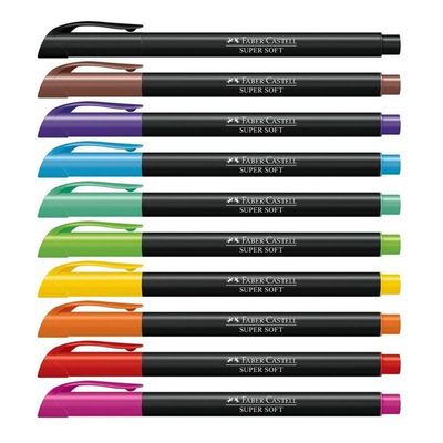 Caneta Hidrográfica Supersoft Brush 150710soft 10 Cores - Faber Castell