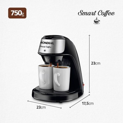 Cafeteira Elétrica Mondial Smart Coffe 500w C-42-2x-bi Preto/inox 220v