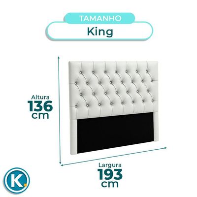 Cabeceira Estofada King Luna Nature Material Sintético Branco 193x136