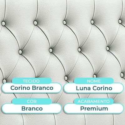 Cabeceira Estofada King Luna Nature Material Sintético Branco 193x136