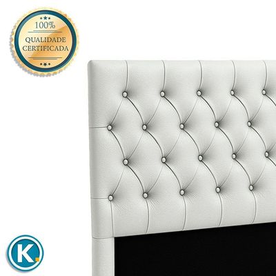Cabeceira Estofada King Luna Nature Material Sintético Branco 193x136