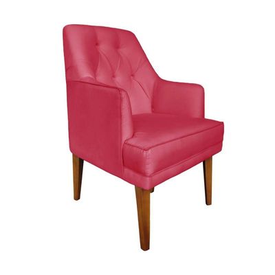 Cadeira Poltrona Decorativa Paris Sala De Jantar Recepção Retro Com Braça Suede Rosa Pink Lar Móveis E Decoração