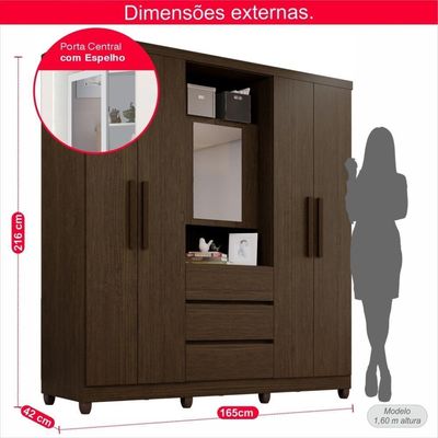 Guarda-roupa De Casal Giga 5 Portas 3 Gavetas