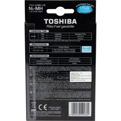Carregador De Pilha Usb Toshiba 2 Pilhas Aa