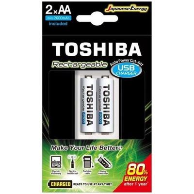 Carregador De Pilha Usb Toshiba 2 Pilhas Aa