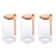 Kit 3 Porta Temperos Quadrado 1,15 L Vidro Com Colher De Bambu E Tampa Rolha Lyor