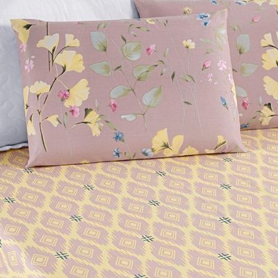 Jogo De Cama Lençol Bouti Estampado Casal Padrão 03 Peças - Lavanda