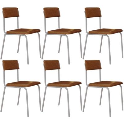 Kit 06 Cadeiras Estofada Para Sala de Jantar Sense Branco C01 Courino Caramelo - Lyam Decor
