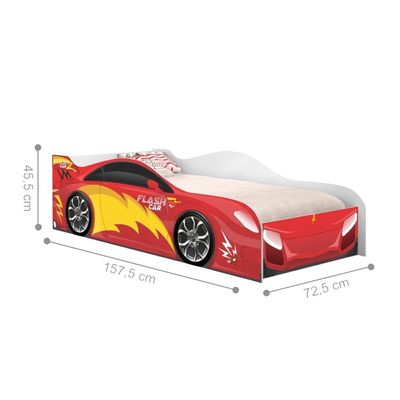 Mini Cama Infantil 157,5x72,5cm com Proteção Lateral Carro Vermelho K02 - D'Rossi