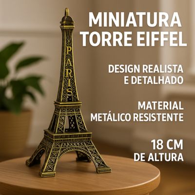 Enfeite Miniatura Torre Eiffel Paris Metal Decoração Casa Escritório 18cm