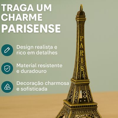 Enfeite Miniatura Torre Eiffel Paris Metal Decoração Casa Escritório 18cm