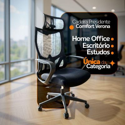 Cadeira De Escritório Presidente Ergonômica Oficial Corporativa Verona Apoio Nuca
