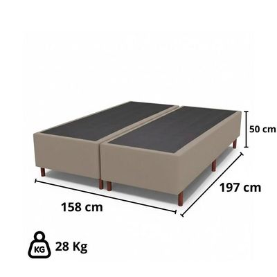 Base Box Queen Size Casal Prince Sued 158x197 Bege 29