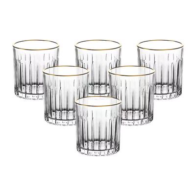 Jogo de Copos Baixos Soho com Borda Dourada L`Hermitage 310ml 6 Peças Transparente