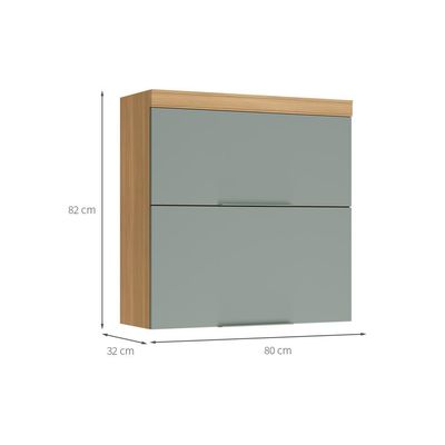 Armário Aéreo Marquesa 100% MDF 2 Portas Verde e Nature