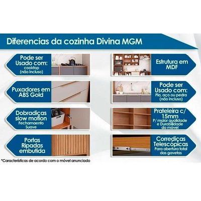 Balcão De Cozinha P/ Cooktop Divina C/ 2 Portas 80cm Cinamomo/platina - Mgm