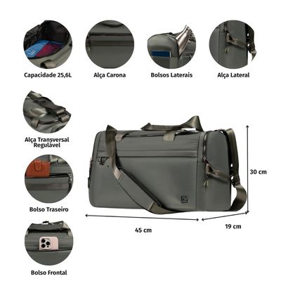 Bolsa de Viagem Grande Nylon Travel Light Preto U / Preto