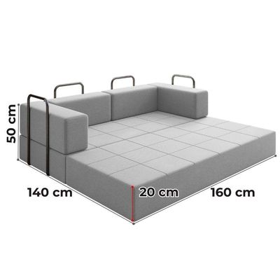 Sofa Cama Modular 2 Lugares 160 Cm Monaco Linho Cinza Vconcept Cinza