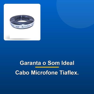 Cabo Microfone Tiaflex Ofhc 2×0,30mm² Preto Rl -100
