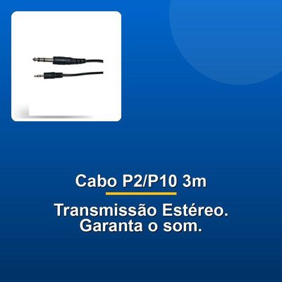 Cabo P2 Stereo X P10 Stereo 3m Preto