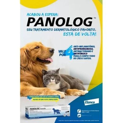 Pomada Anti-inflamatória Otites Infecções Cães E Gatos Panolog 15ml Elanco