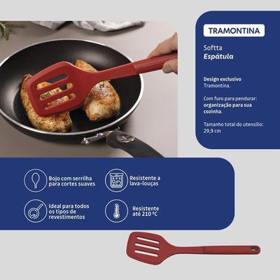 Espátula Tramontina Softta Vazada Em Silicone Vermelho