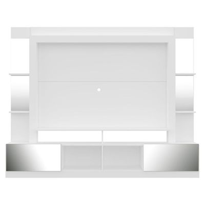 Rack Estante com Painel Tv 65 e Espelho Oslo Branco Fumê