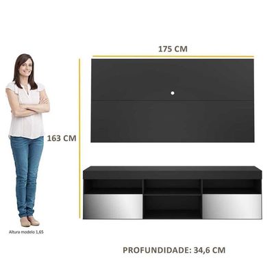 Rack Com Espelho E Painel Para Tv Até 65´´ Fg3137 Preto