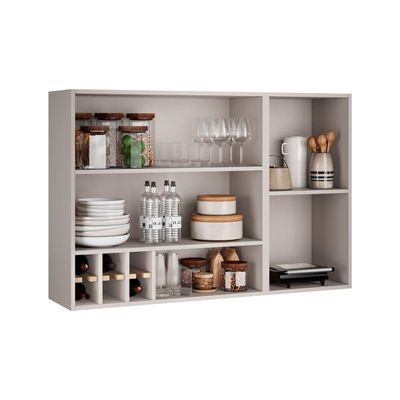 Armário Aéreo Essence 120cm 3 Portas Com Nicho Adega - Itatiaia Fendi-gris