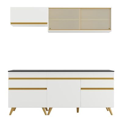 Cozinha Compacta Multimóveis Fg3707 Armário E Balcão Branca
