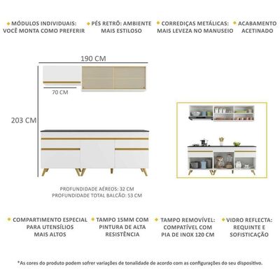 Cozinha Compacta Multimóveis Fg3707 Armário E Balcão Branca