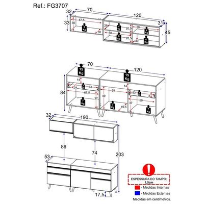 Cozinha Compacta Multimóveis Fg3707 Armário E Balcão Branca