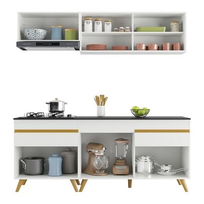 Cozinha Compacta Multimóveis Fg3707 Armário E Balcão Branca