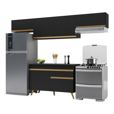 Cozinha Compacta 4 peças Armário e Balcão Veneza Gb Preta